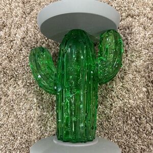 RARE B&BW Green Cactus Glass Candle Holder